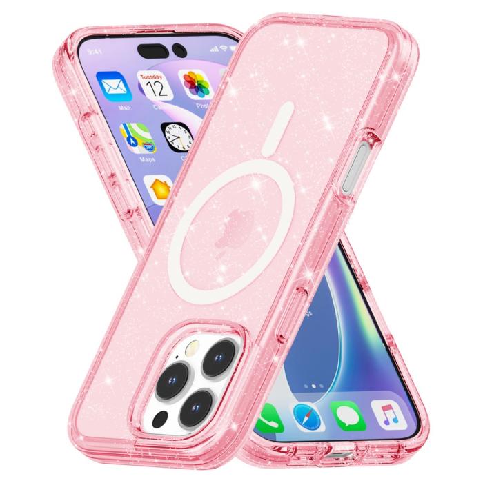 Bild 4,  iPhone 16 Pro Skal MagSafe Glitter Rosa - Teknikhallen.se