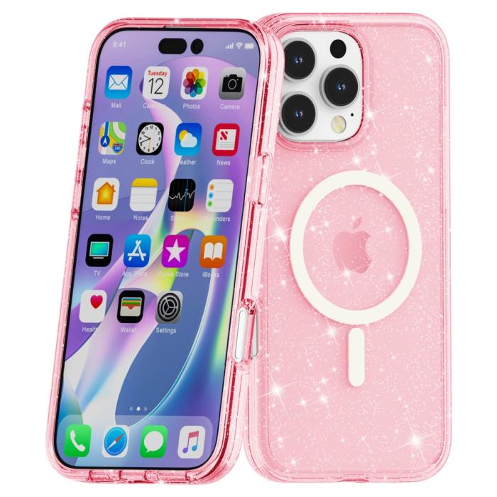 Bild 6,  iPhone 16 Pro Skal MagSafe Glitter Rosa - Teknikhallen.se