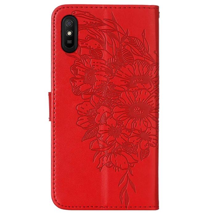 Bild 3,  Xiaomi Redmi 9A / 9AT Fodral Butterfly Röd - Teknikhallen.se