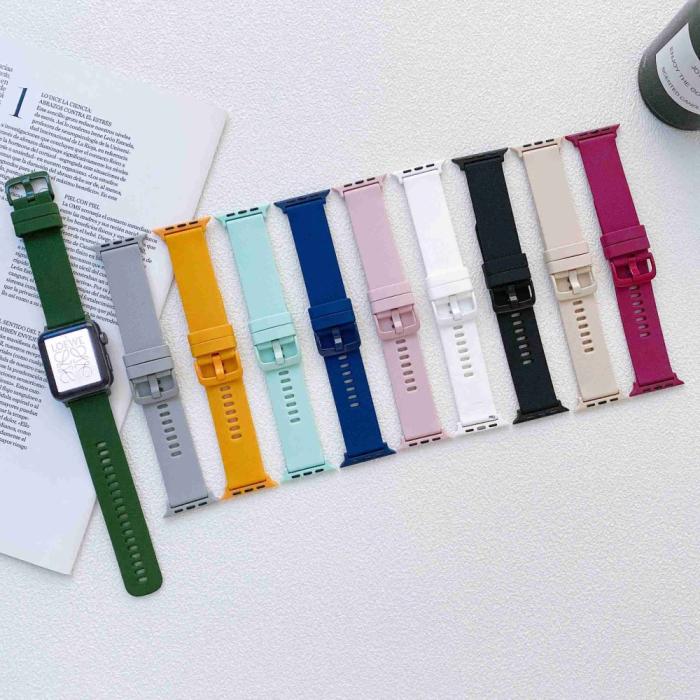 Bild 5,  Apple Watch 42/41/40/38 mm Armband Silikon Vit - Teknikhallen.se