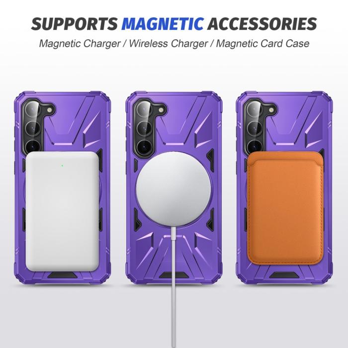 Bild 3,  Samsung Galaxy S25/S24 Skal MagSafe Kickstand Hybrid Lila - Teknikhallen.se