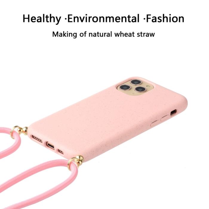 Bild 2,  iPhone 15 Pro Skal Strawberry Design Med Strap Rosa - Teknikhallen.se