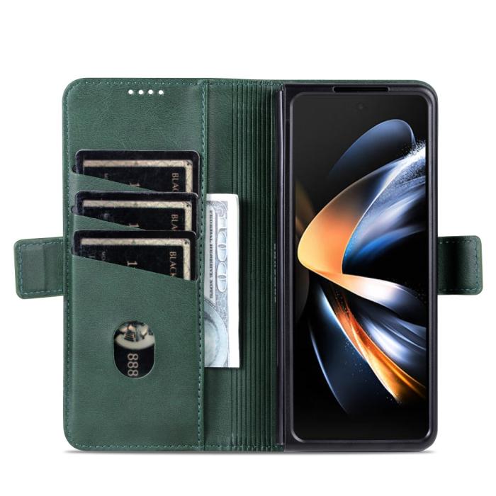 Bild 2, AZNS AZNS Galaxy Z Fold 5 Fodral PU-Läder Grön - Teknikhallen.se