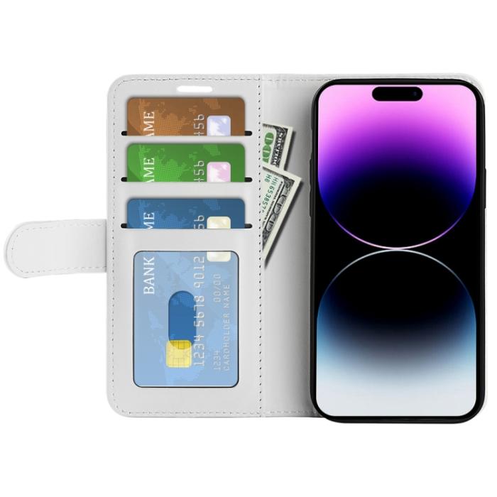 Bild 4,  iPhone 15 Pro Plånboksfodral Läder Vit - Teknikhallen.se