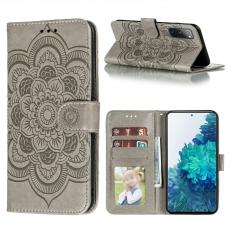  Samsung Galaxy S20 FE - Mandala L&auml;der Fodral - Gr&aring; - Teknikhallen.se