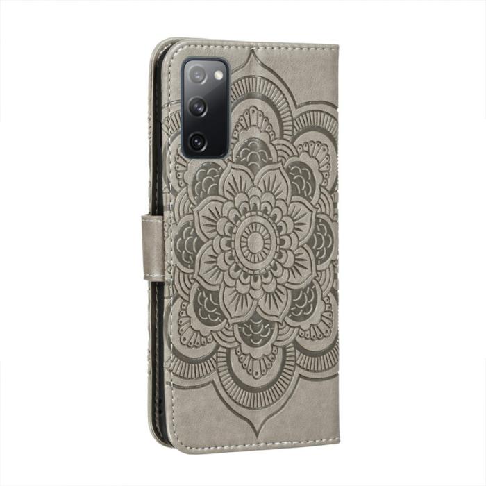 Bild 2,  Samsung Galaxy S20 FE - Mandala Läder Fodral - Grå - Teknikhallen.se