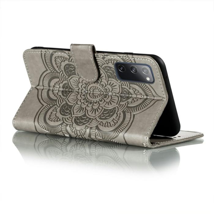 Bild 4,  Samsung Galaxy S20 FE - Mandala Läder Fodral - Grå - Teknikhallen.se