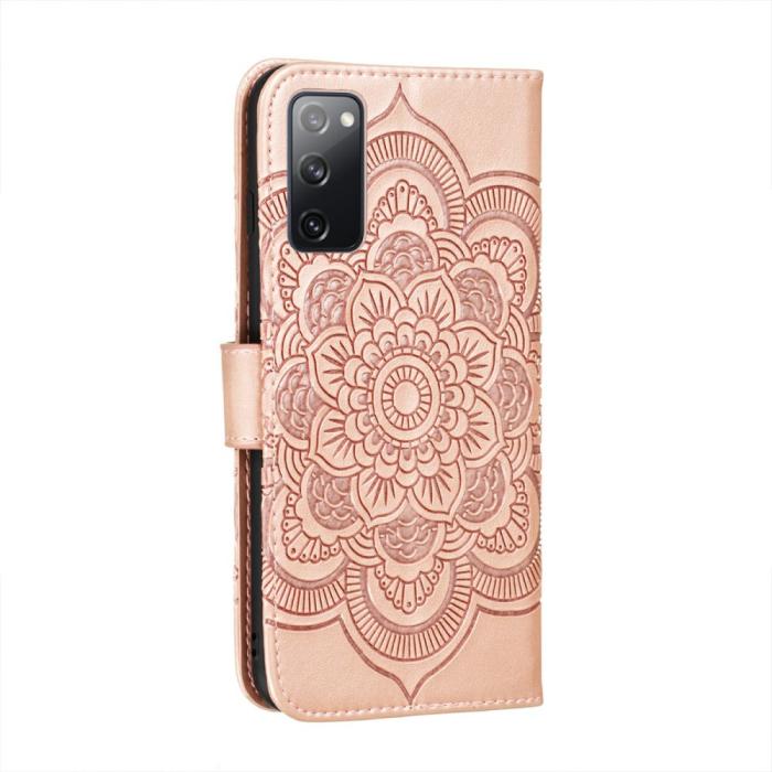 Bild 2,  Samsung Galaxy S20 FE - Mandala Läder Fodral - Roséguld - Teknikhallen.se