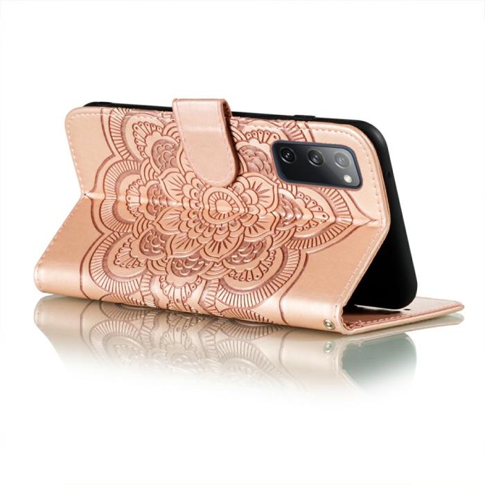 Bild 4,  Samsung Galaxy S20 FE - Mandala Läder Fodral - Roséguld - Teknikhallen.se