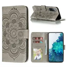  Samsung Galaxy S20 FE - Mandala L&auml;der Fodral - Gr&aring; - Teknikhallen.se