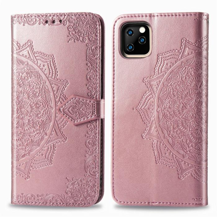 Bild 2,  iPhone 11 Pro Max - Mandala Läder Fodral - Roségul - Teknikhallen.se