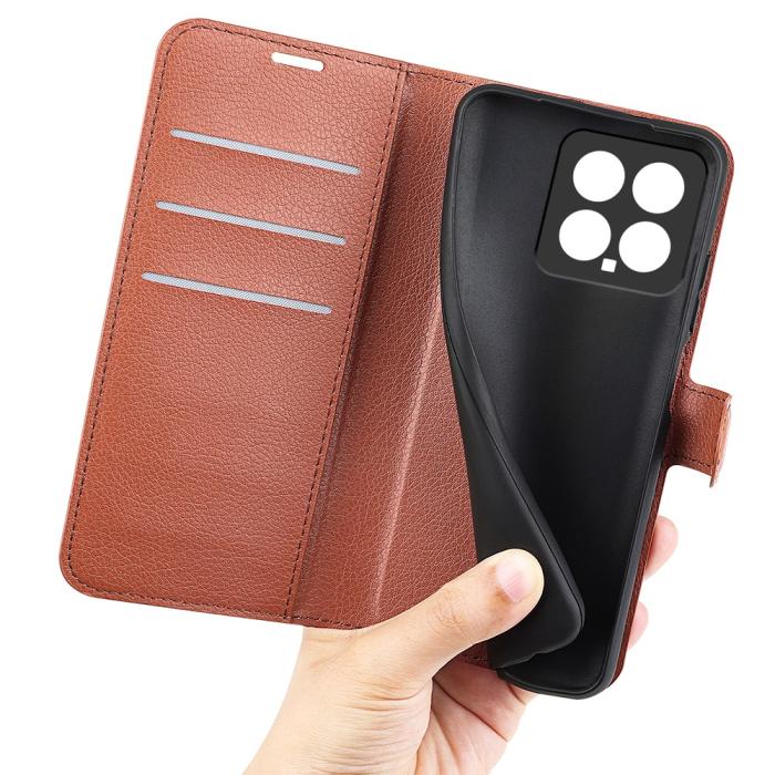 Bild 4,  Xiaomi 14 Fodral Litchi Läder Brun - Teknikhallen.se