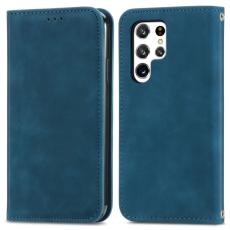  Samsung Galaxy S22 Ultra Fodral Flip Retro L&auml;der Bl&aring; - Teknikhallen.se