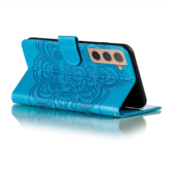 Bild 5,  Samsung Galaxy S22 Fodral Sun Mandala Läder Blå - Teknikhallen.se