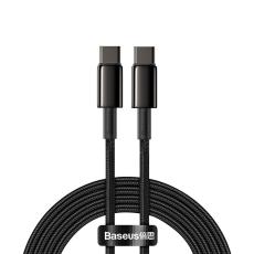 BASEUS Baseus Tungsten 2m 100W 5A PD QC USB-C - USB-C Fl&auml;tad Nylon Kabel - Svart - Teknikhallen.se
