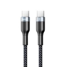 REMAX Remax Sury 1m 3A PD USB-C - USB-C Fl&auml;tad Nylon Kabel - Svart - Teknikhallen.se