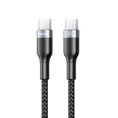 REMAX Remax Sury 1m 3A PD USB-C - USB-C Fl&auml;tad Nylon Kabel - Svart - Teknikhallen.se