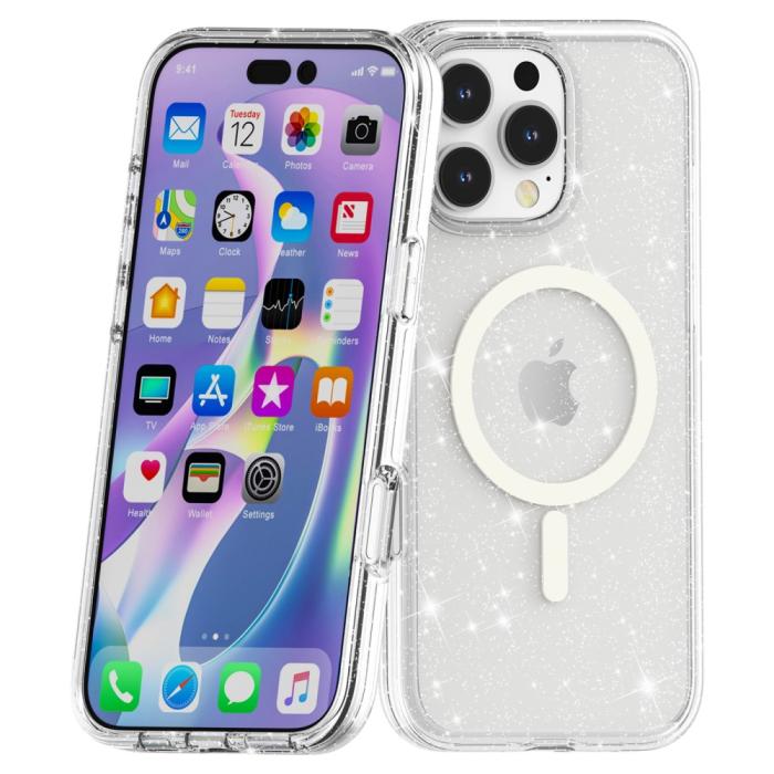 Bild 6,  iPhone 16 Pro Skal MagSafe Glitter Transparent - Teknikhallen.se