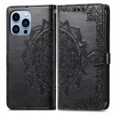  iPhone 13 Pro Max Fodral Mandala Textur L&auml;der Svart - Teknikhallen.se