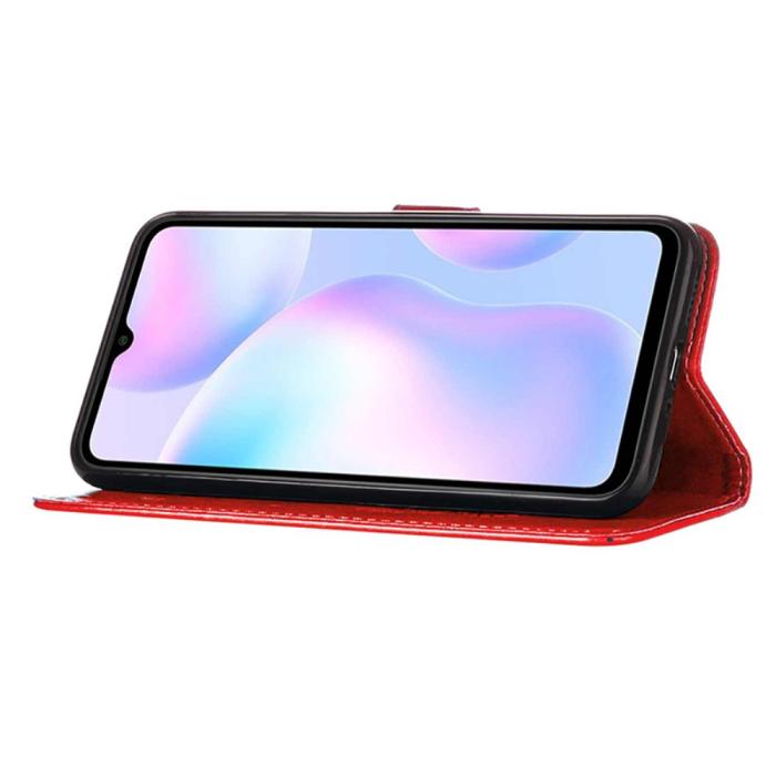 Bild 5,  Xiaomi Redmi 9A / 9AT Fodral Butterfly Röd - Teknikhallen.se