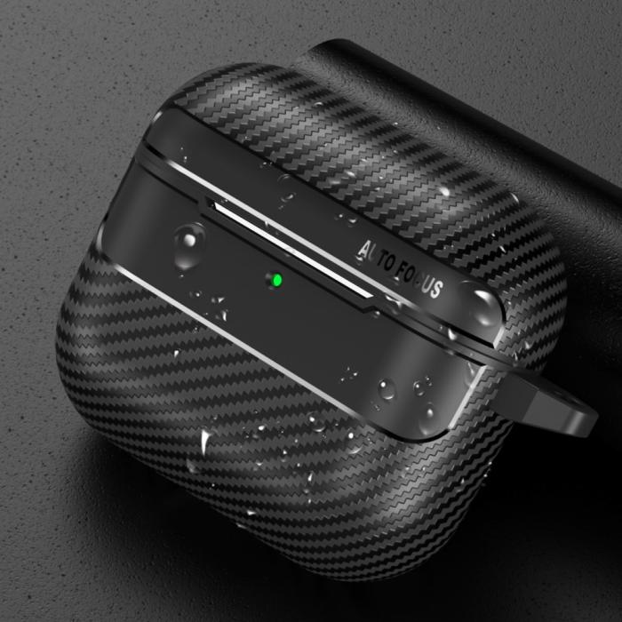 Bild 6,  AirPods 4 Skal Med Krok TPU Kolfiber Textur Svart - Teknikhallen.se