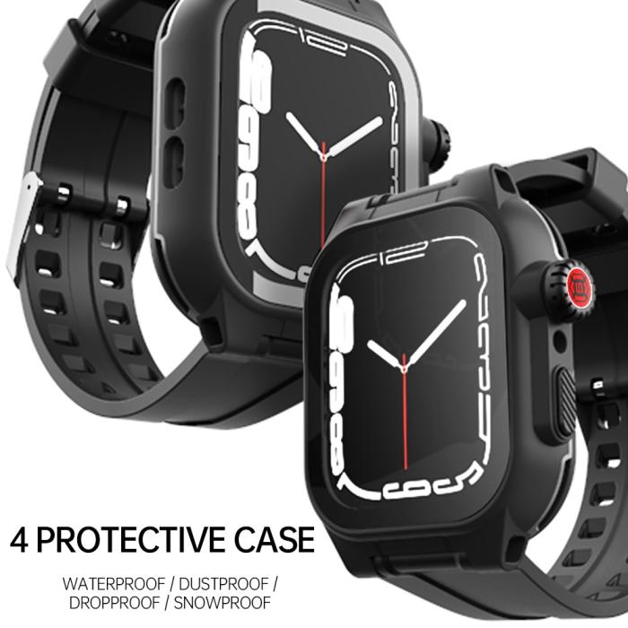 Bild 3, ShellBox ShellBox Armband Apple Watch 45 mm Vattentätt IP68 Skal Svart - Teknikhallen.se