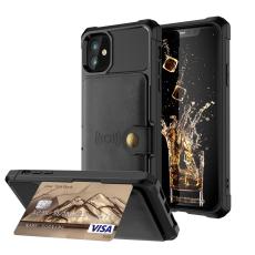  iPhone 12 / 12 Pro - Skal Med Magnetiskt Pl&aring;nbok - Svart - Teknikhallen.se