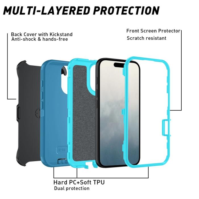 Bild 4,  iPhone 16 Skal Extreme Shockproof Hybrid Blå - Teknikhallen.se