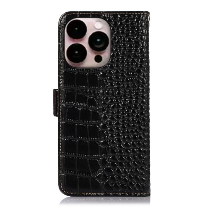 Bild 3,  iPhone 14 Pro Max Fodral Äkta Läder Krokodil Textur Svart - Teknikhallen.se