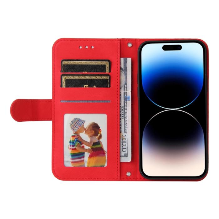 Bild 4,  iPhone 15 Pro Fodral Skin Feel Läder Röd - Teknikhallen.se