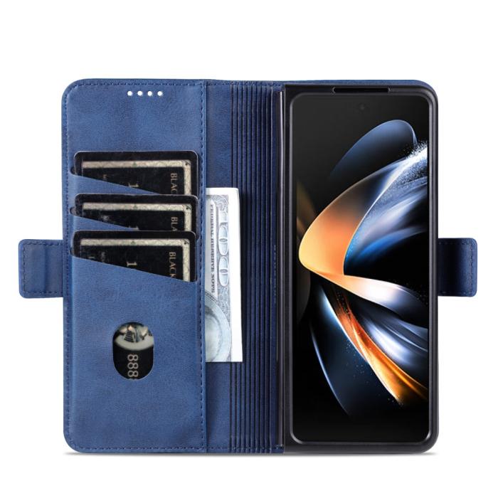 Bild 2, AZNS AZNS Galaxy Z Fold 5 Fodral PU-Läder Blå - Teknikhallen.se