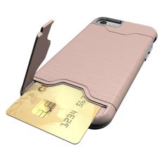  iPhone 7/8 Skal Med Kortfack Och St&ouml;d - Ros&eacute;guld - Teknikhallen.se