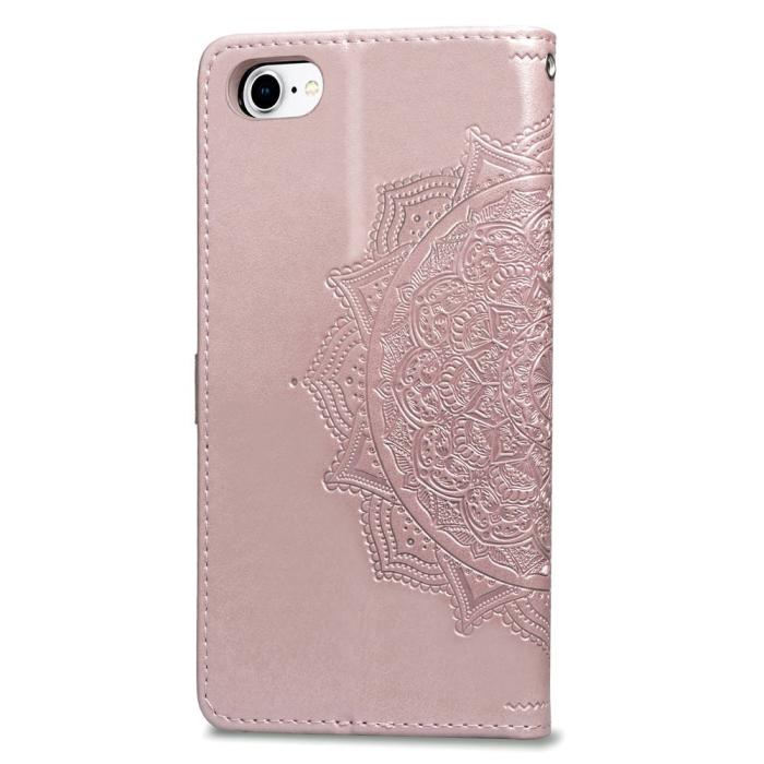 Bild 5,  iPhone 7/8/SE (2020/2022) - Mandala Läder Fodral - Roséguld - Teknikhallen.se