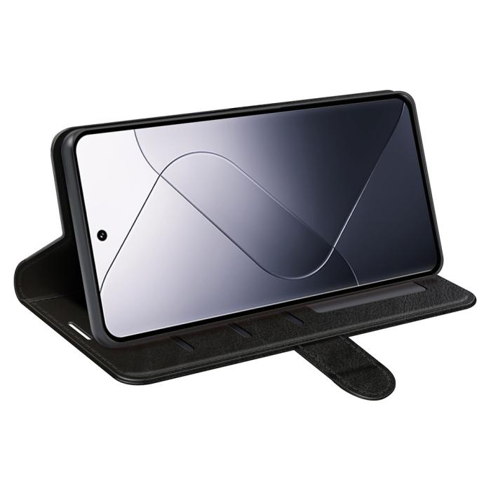 Bild 3,  Xiaomi 14 Fodral Crazy Horse Läder Svart - Teknikhallen.se