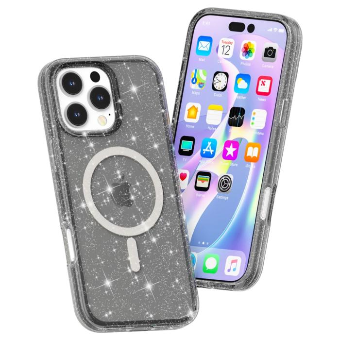 Bild 3,  iPhone 16 Pro Skal MagSafe Glitter Svart - Teknikhallen.se