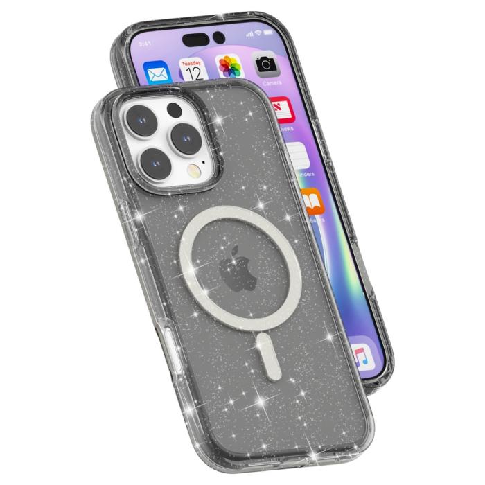 Bild 5,  iPhone 16 Pro Skal MagSafe Glitter Svart - Teknikhallen.se