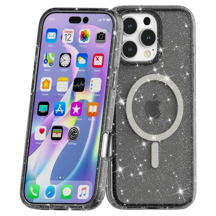 Bild 6,  iPhone 16 Pro Skal MagSafe Glitter Svart - Teknikhallen.se