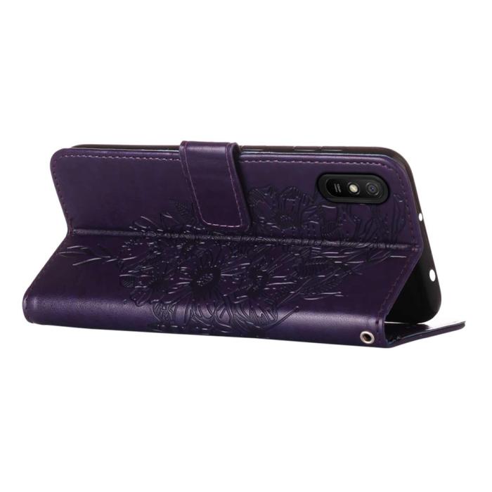 Bild 4,  Xiaomi Redmi 9A / 9AT Fodral Butterfly Lila - Teknikhallen.se