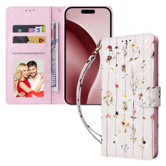 Bild 5,  iPhone 16 Pro Fodral RFID Läder Små Blommor - Teknikhallen.se