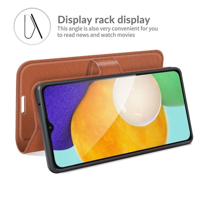 Bild 6,  Samsung Galaxy A04s / A13 5G Fodral Litchi Läder Brun - Teknikhallen.se
