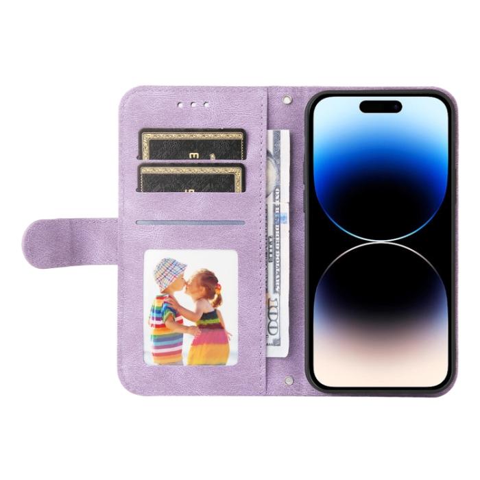 Bild 4,  iPhone 15 Pro Fodral Skin Feel Läder Lila - Teknikhallen.se