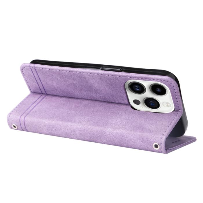 Bild 5,  iPhone 15 Pro Fodral Skin Feel Läder Lila - Teknikhallen.se