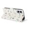  iPhone 16 Fodral Rhombus Läder Blommor Vit - Teknikhallen.se