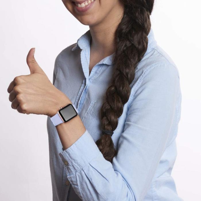 Bild 2,  Silikon Armband Apple Watch 42/44/45/46/49 mm Ljus Blå - Teknikhallen.se