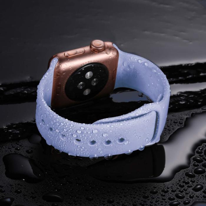 Bild 5,  Silikon Armband Apple Watch 42/44/45/46/49 mm Ljus Blå - Teknikhallen.se