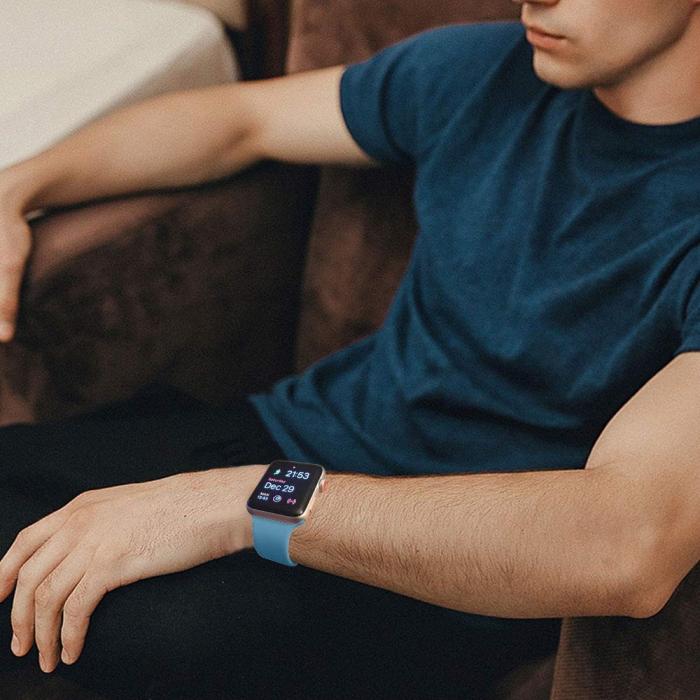 Bild 5,  Silikon Armband Apple Watch 42/44/45/46/49 mm Blå - Teknikhallen.se