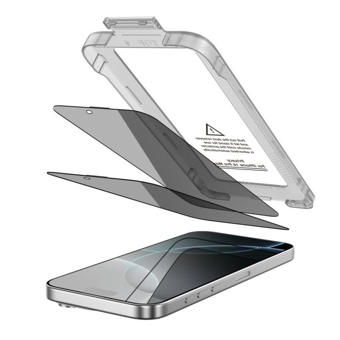Bild 2, Tech-Protect Tech-Protect iPhone 16 Pro 2-PACK Skärmskydd Quick Set Spy+ Privacy - Teknikhallen.se