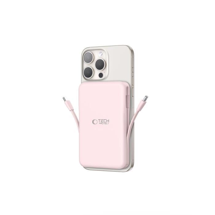 Bild 2, Tech-Protect Tech-Protect 10000 mAh MagSafe Powerbank LifeMag Rosa - Teknikhallen.se