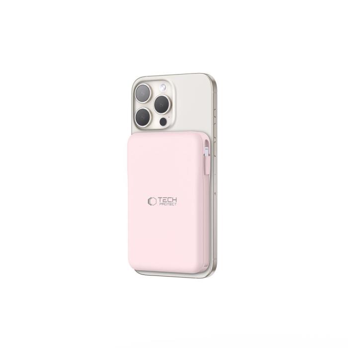Bild 3, Tech-Protect Tech-Protect 10000 mAh MagSafe Powerbank LifeMag Rosa - Teknikhallen.se
