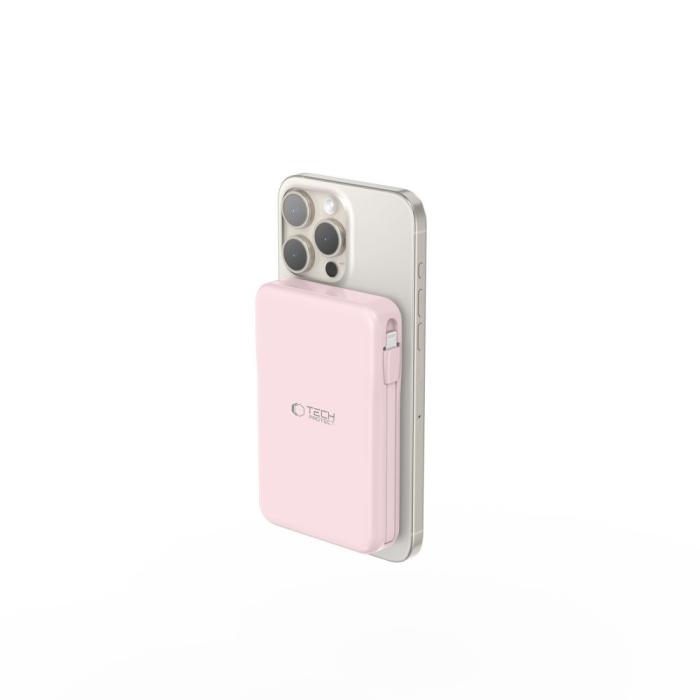 Bild 4, Tech-Protect Tech-Protect 10000 mAh MagSafe Powerbank LifeMag Rosa - Teknikhallen.se